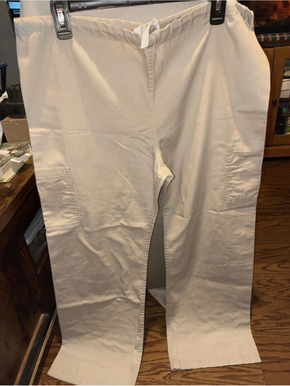 Urbane Scrubs Cream/khaki  Cargo Drawstring scrub pants